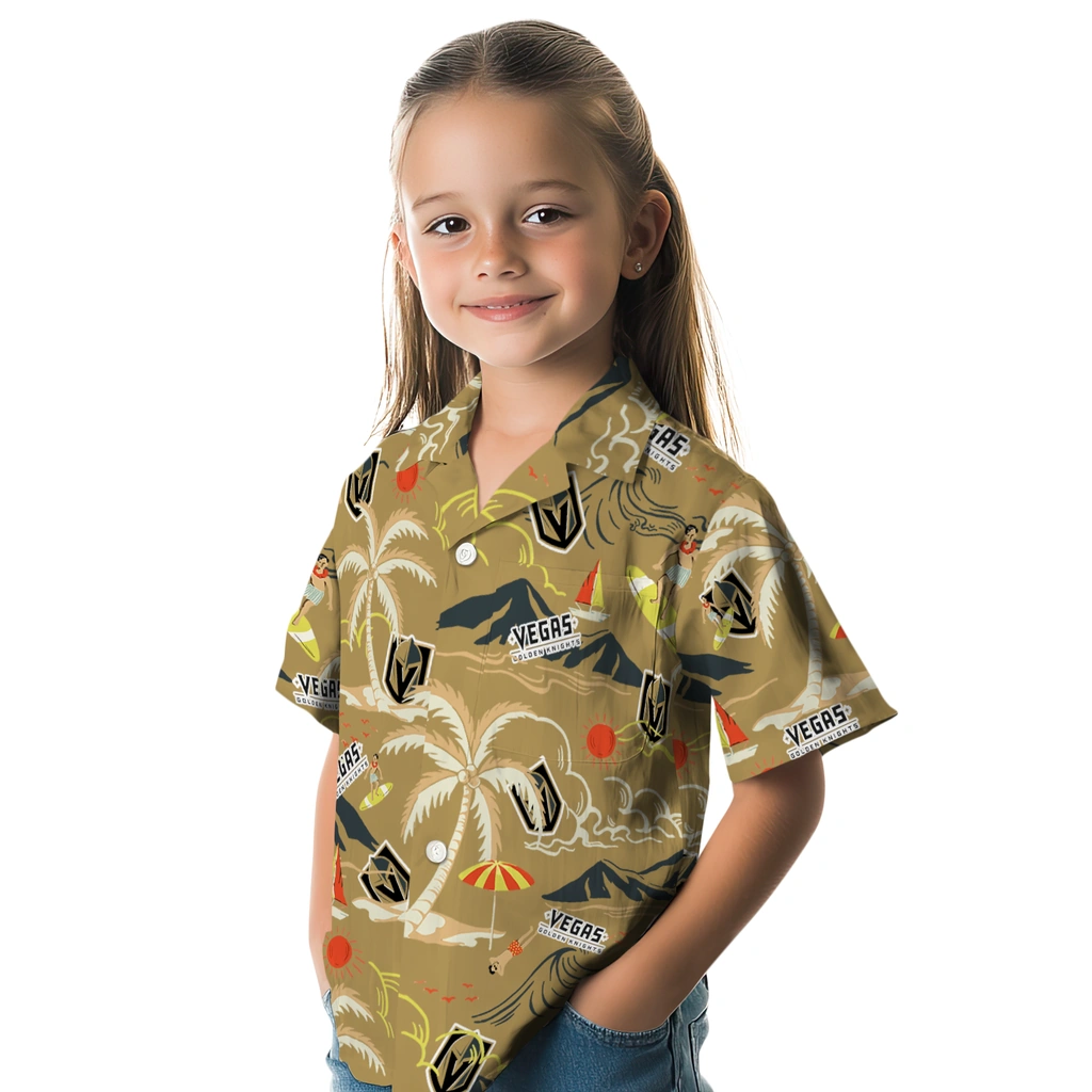 Vegas Golden Knights Hawaiian Shirt - Palm Tree Island vegas golden knights palm tree island tan hawaiian shirts premium grade