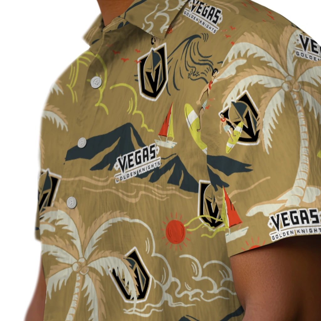 Vegas Golden Knights Hawaiian Shirt - Palm Tree Island vegas golden knights palm tree island tan hawaiian shirts trendy