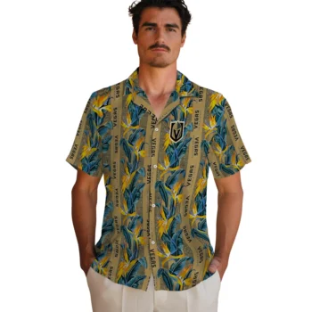 vegas golden knights paradise vines tan hawaiian shirts fashion forward