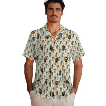vegas golden knights pineapple delight beige hawaiian shirts fashion forward
