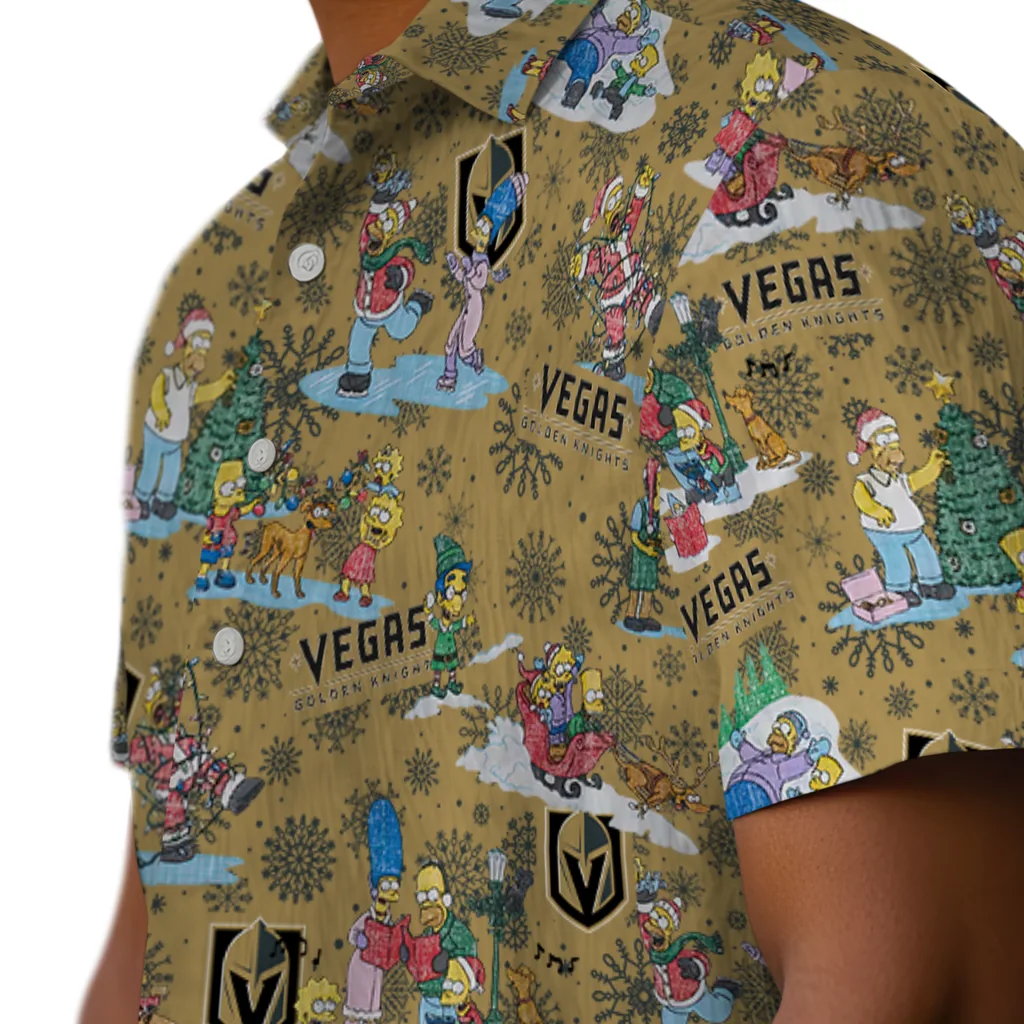 Vegas Golden Knights Hawaiian Shirt - Simpsons Christmas vegas golden knights simpsons christmas tan hawaiian shirts trendy