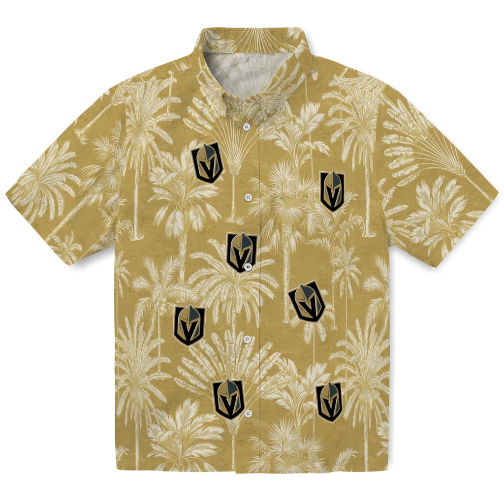 Vegas Golden Knights Hawaiian Shirt - Vintage Palm Tree vegas golden knights palm shadows tan hawaiian shirts best selling