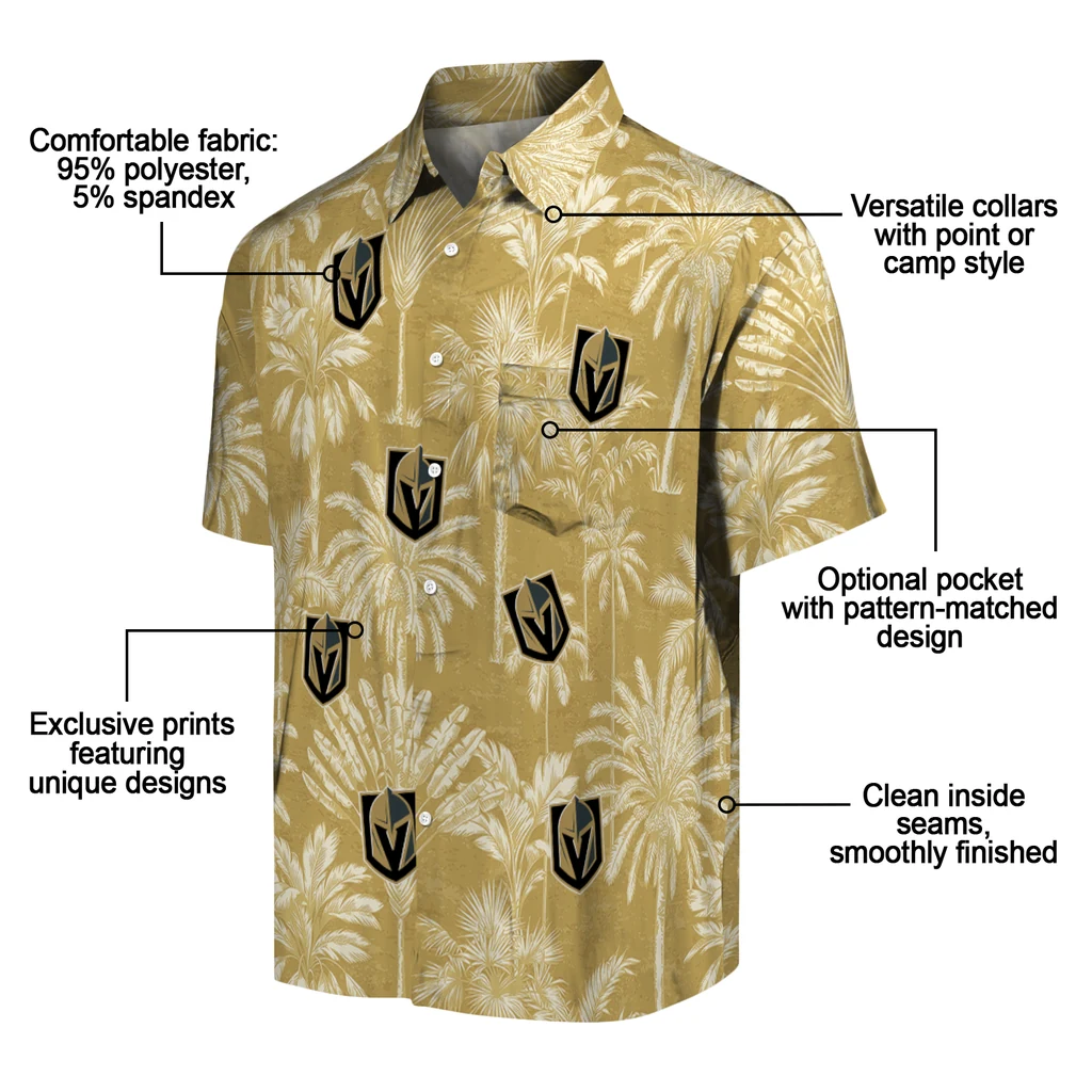 Vegas Golden Knights Hawaiian Shirt - Vintage Palm Tree vegas golden knights palm shadows tan hawaiian shirts new arrival