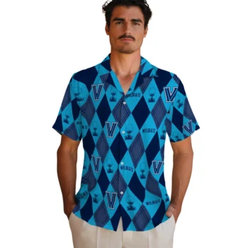 villanova wildcats balloon plaid navy hawaiian shirts fashion forward