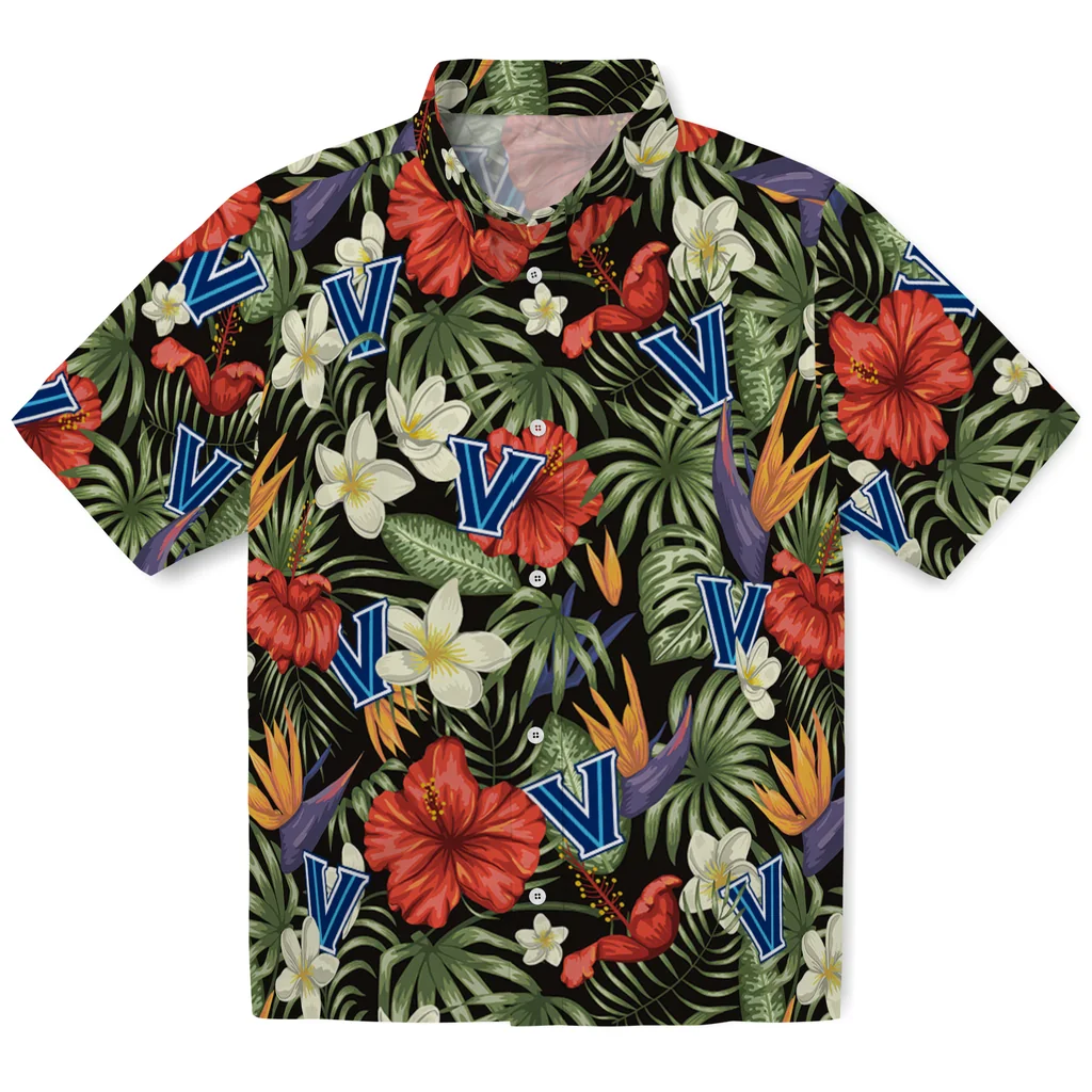 Villanova Wildcats Hawaiian Shirt - Hawaii Floral Hibiscus villanova wildcats hibiscus bird hawaiian shirts best selling