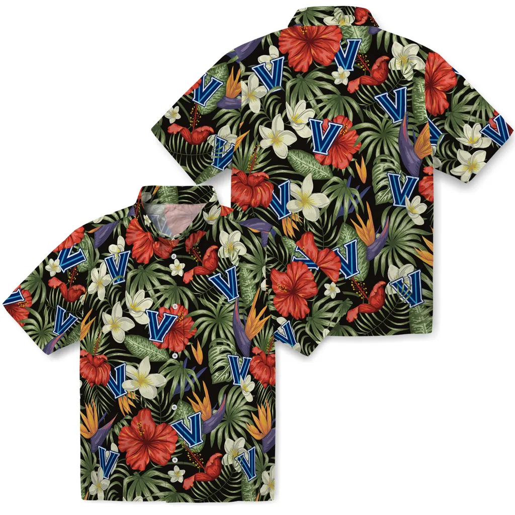 Villanova Wildcats Hawaiian Shirt - Hawaii Floral Hibiscus villanova wildcats hibiscus bird hawaiian shirts high quality