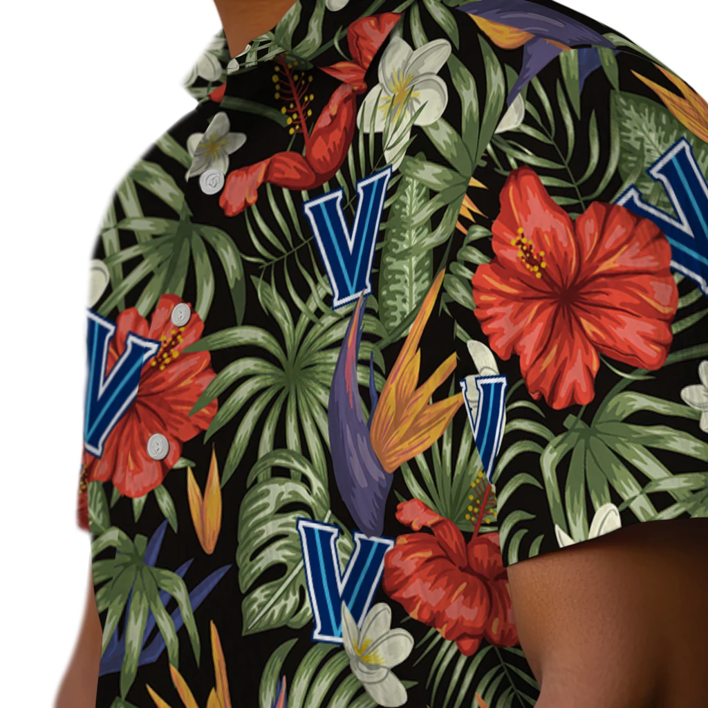 Villanova Wildcats Hawaiian Shirt - Hawaii Floral Hibiscus villanova wildcats hibiscus bird hawaiian shirts trendy
