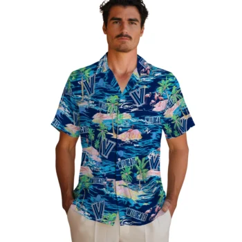 villanova wildcats flamingo retreat navy hawaiian shirts fashion forward