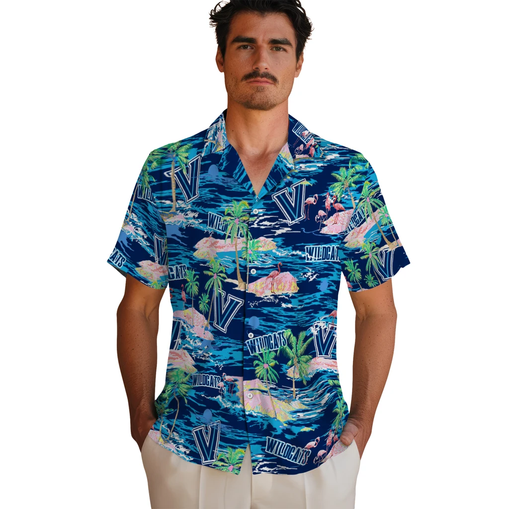 Villanova Wildcats Hawaiian Shirt - Hawaii Island villanova wildcats flamingo retreat navy hawaiian shirts fashion forward