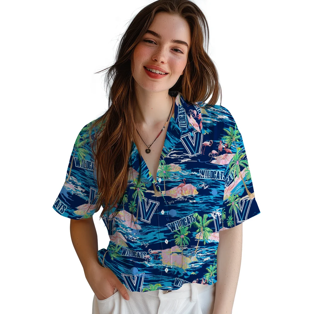 Villanova Wildcats Hawaiian Shirt - Hawaii Island villanova wildcats flamingo retreat navy hawaiian shirts latest model