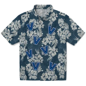 villanova wildcats hibiscus flowers navy blue hawaiian shirts best selling