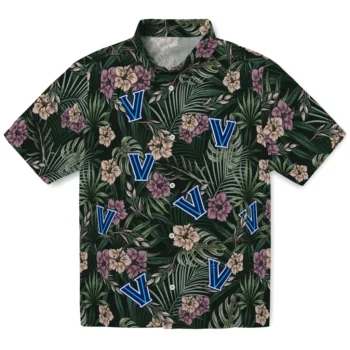 villanova wildcats hibiscus leaves pattern green hawaiian shirts best selling