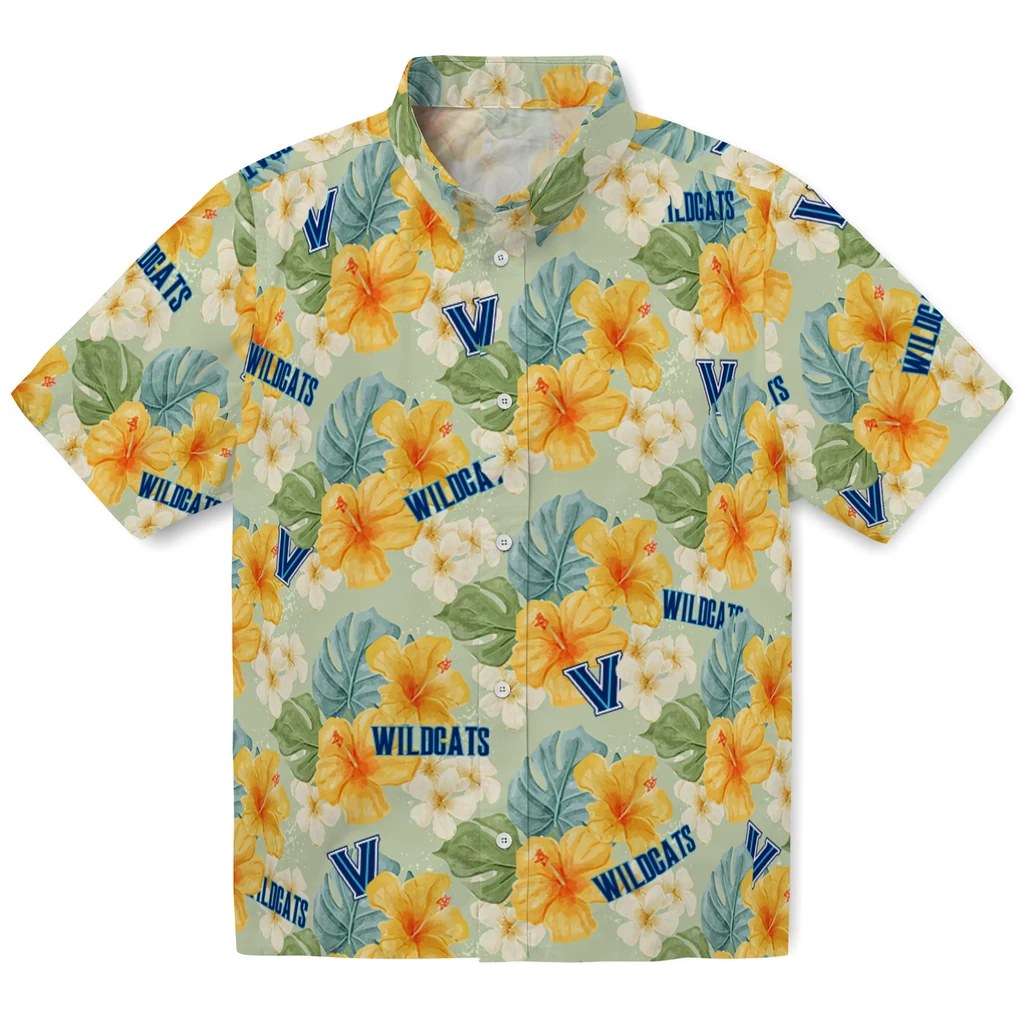 Villanova Wildcats Hawaiian Shirt - Hibiscus Mood villanova wildcats hibiscus mood pale lime yellow hawaiian shirts best selling