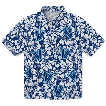 villanova wildcats hibiscus motif navy white hawaiian shirts best selling