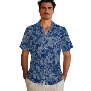 villanova wildcats hibiscus oasis navy hawaiian shirts fashion forward
