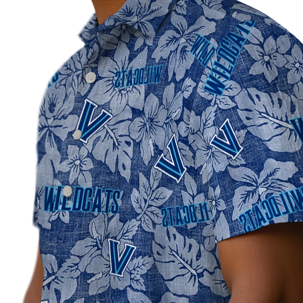 Villanova Wildcats Hawaiian Shirt - Hibiscus Oasis villanova wildcats hibiscus oasis navy hawaiian shirts trendy