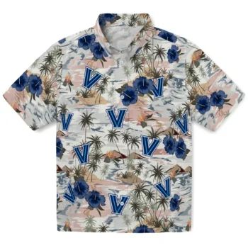 villanova wildcats hibiscus seaside white hawaiian shirts best selling