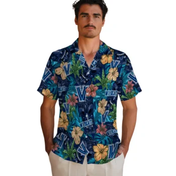 villanova wildcats tiki jungle navy hawaiian shirts fashion forward