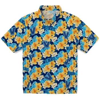 villanova wildcats hibiscus tropics navy yellow hawaiian shirts best selling