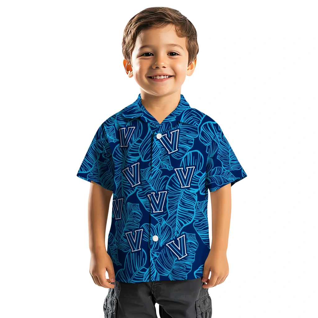 Villanova Wildcats Hawaiian Shirt - Leaf Outline villanova wildcats leaf outline navy hawaiian shirts top rated