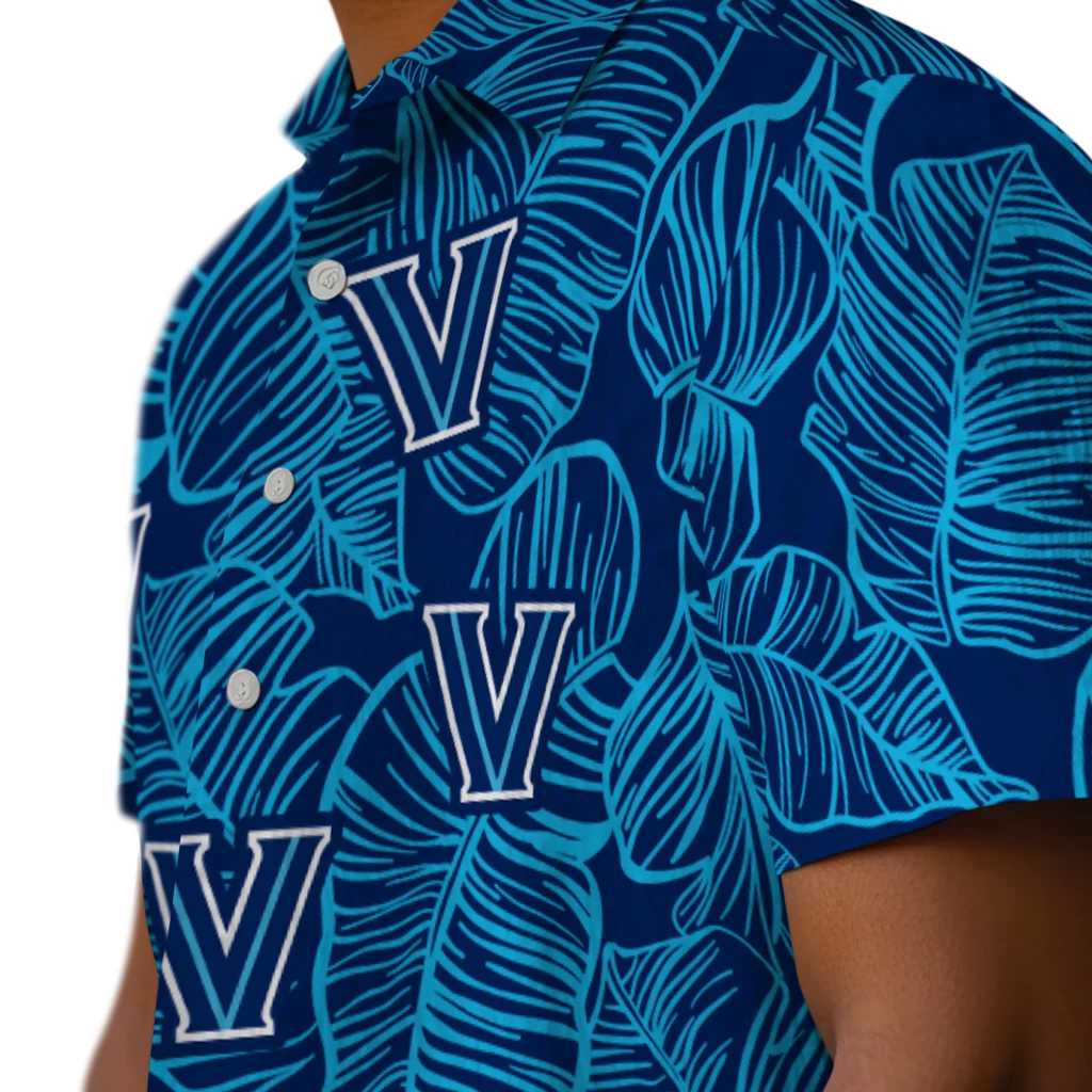 Villanova Wildcats Hawaiian Shirt - Leaf Outline villanova wildcats leaf outline navy hawaiian shirts trendy