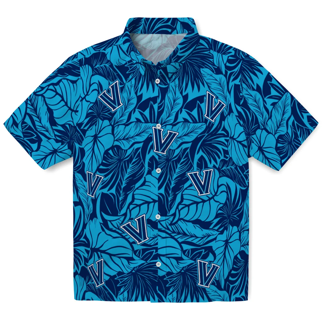Villanova Wildcats Hawaiian Shirt - Monstera Layer villanova wildcats monstera layer navy hawaiian shirts best selling