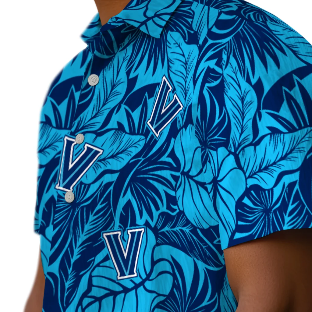 Villanova Wildcats Hawaiian Shirt - Monstera Layer villanova wildcats monstera layer navy hawaiian shirts trendy