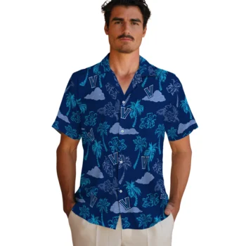 villanova wildcats palm and clouds navy hawaiian shirts fashion forward