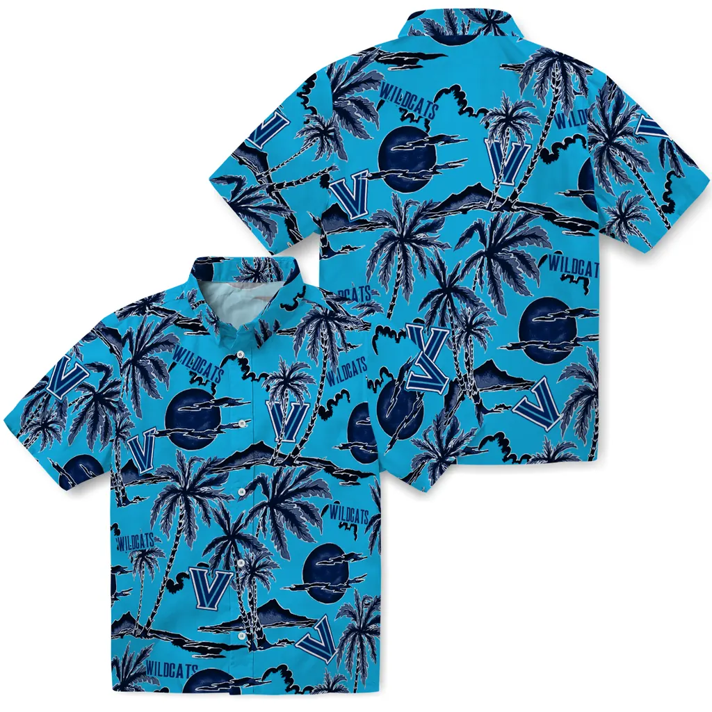 Villanova Wildcats Hawaiian Shirt - Palm Sunset villanova wildcats palm sunset hawaiian shirts high quality