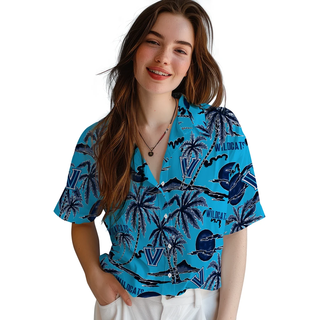 Villanova Wildcats Hawaiian Shirt - Palm Sunset villanova wildcats palm sunset hawaiian shirts latest model