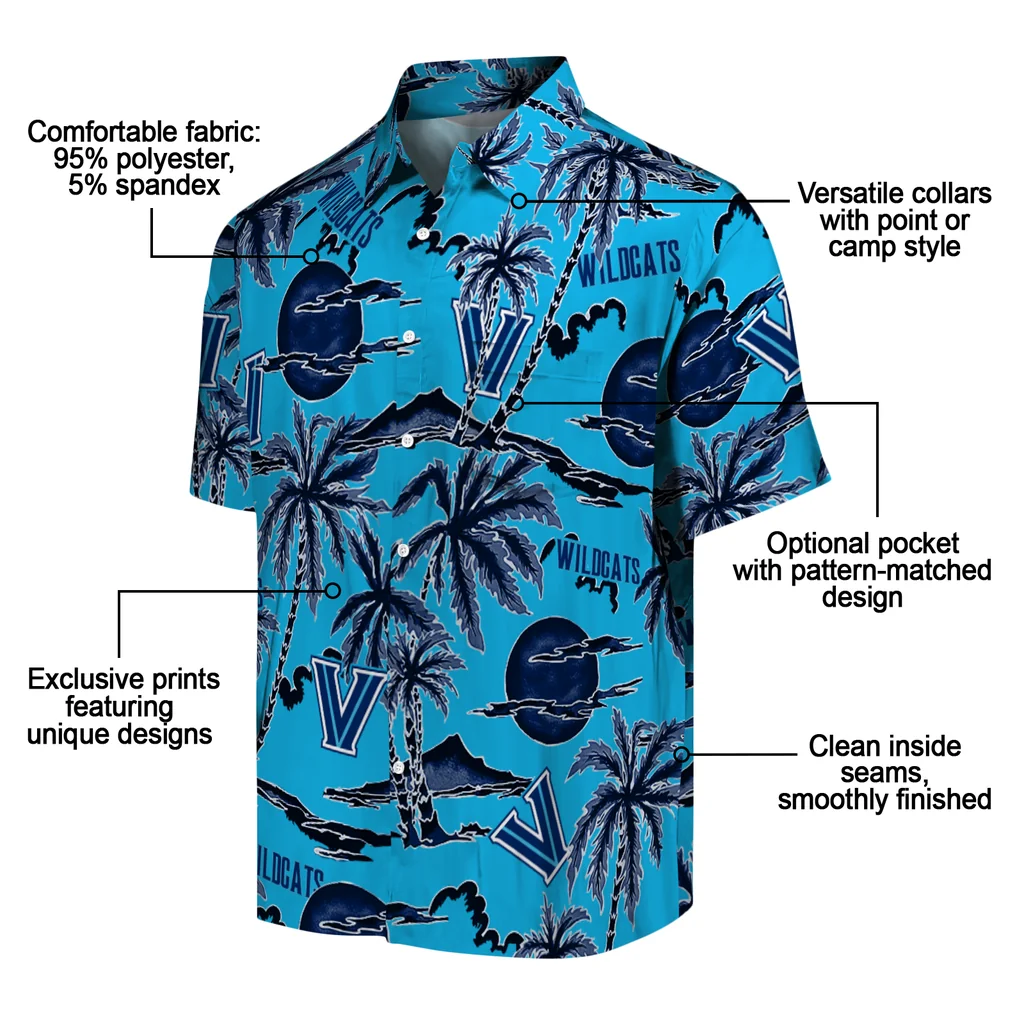 Villanova Wildcats Hawaiian Shirt - Palm Sunset villanova wildcats palm sunset hawaiian shirts new arrival