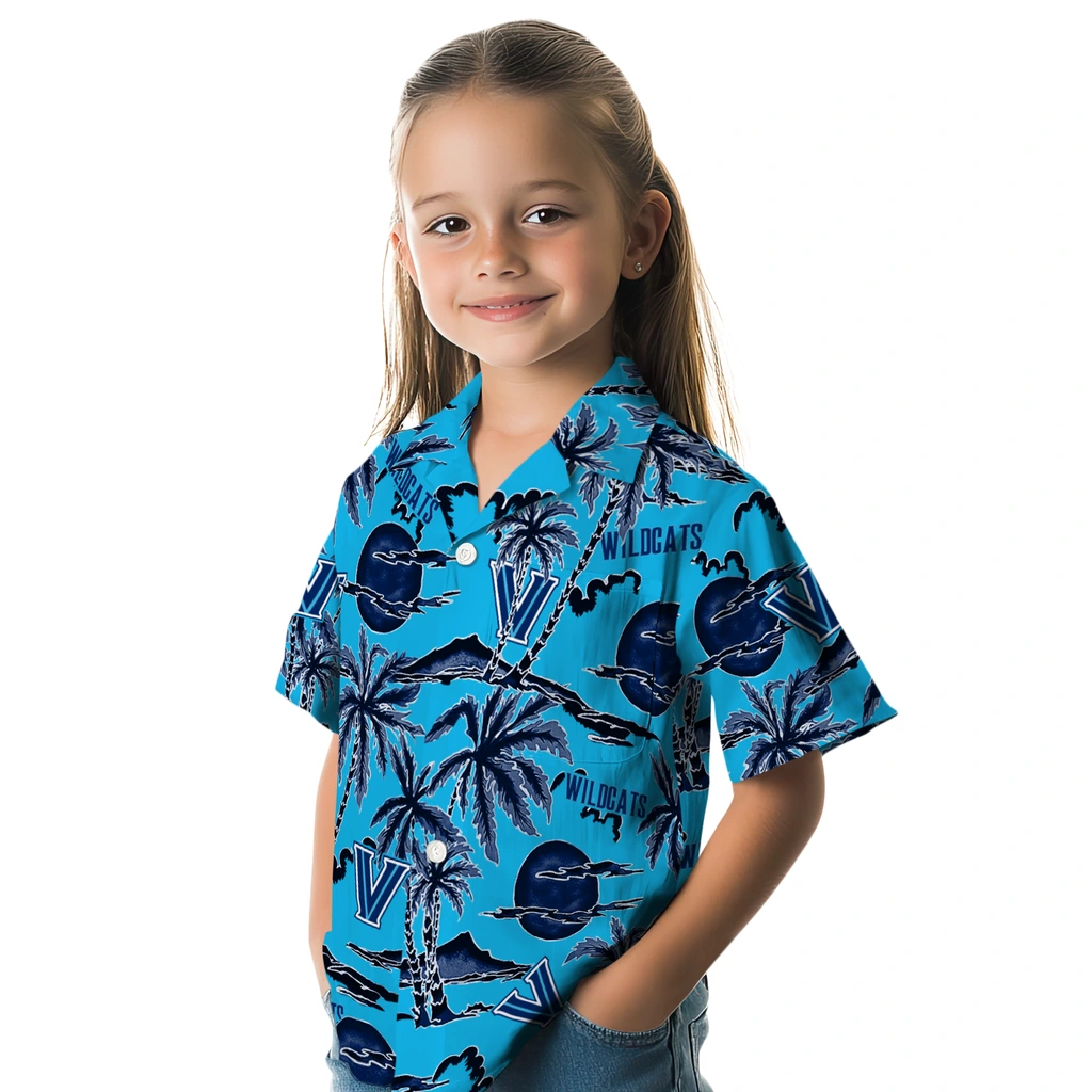 Villanova Wildcats Hawaiian Shirt - Palm Sunset villanova wildcats palm sunset hawaiian shirts premium grade