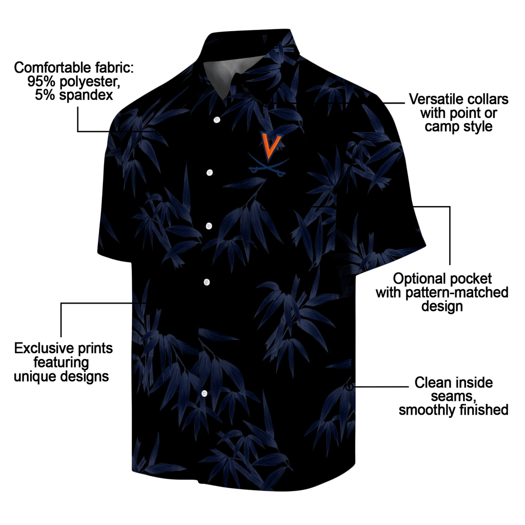 Virginia Cavaliers Hawaiian Shirt - Bamboo Branches virginia cavaliers bamboo branches blue black hawaiian shirts new arrival