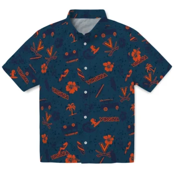 virginia cavaliers beach vibe navy hawaiian shirts best selling