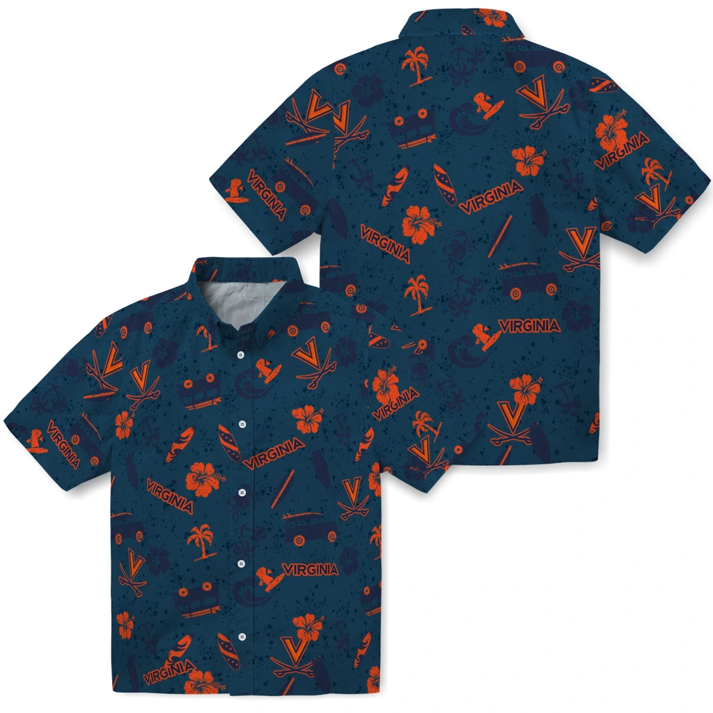 Virginia Cavaliers Hawaiian Shirt - Beach Vibe virginia cavaliers beach vibe navy hawaiian shirts high quality
