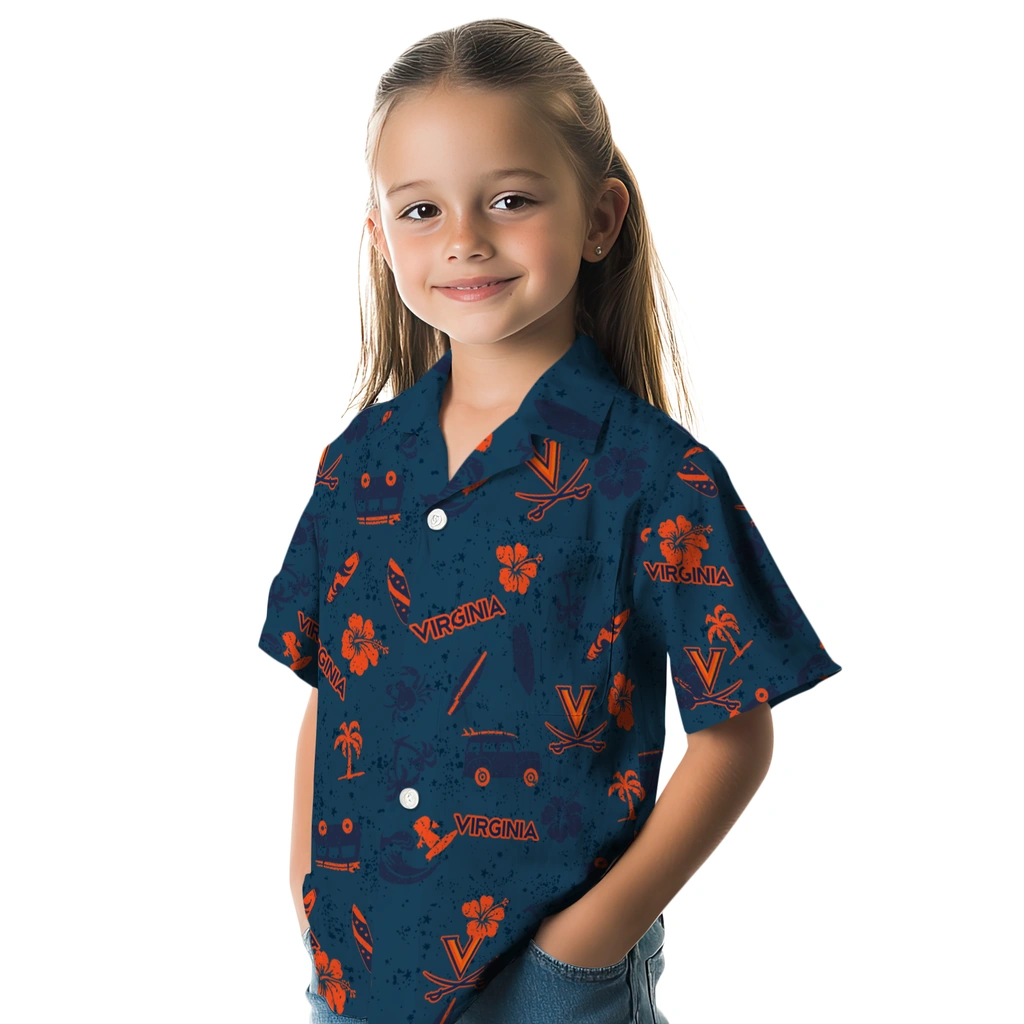 Virginia Cavaliers Hawaiian Shirt - Beach Vibe virginia cavaliers beach vibe navy hawaiian shirts premium grade