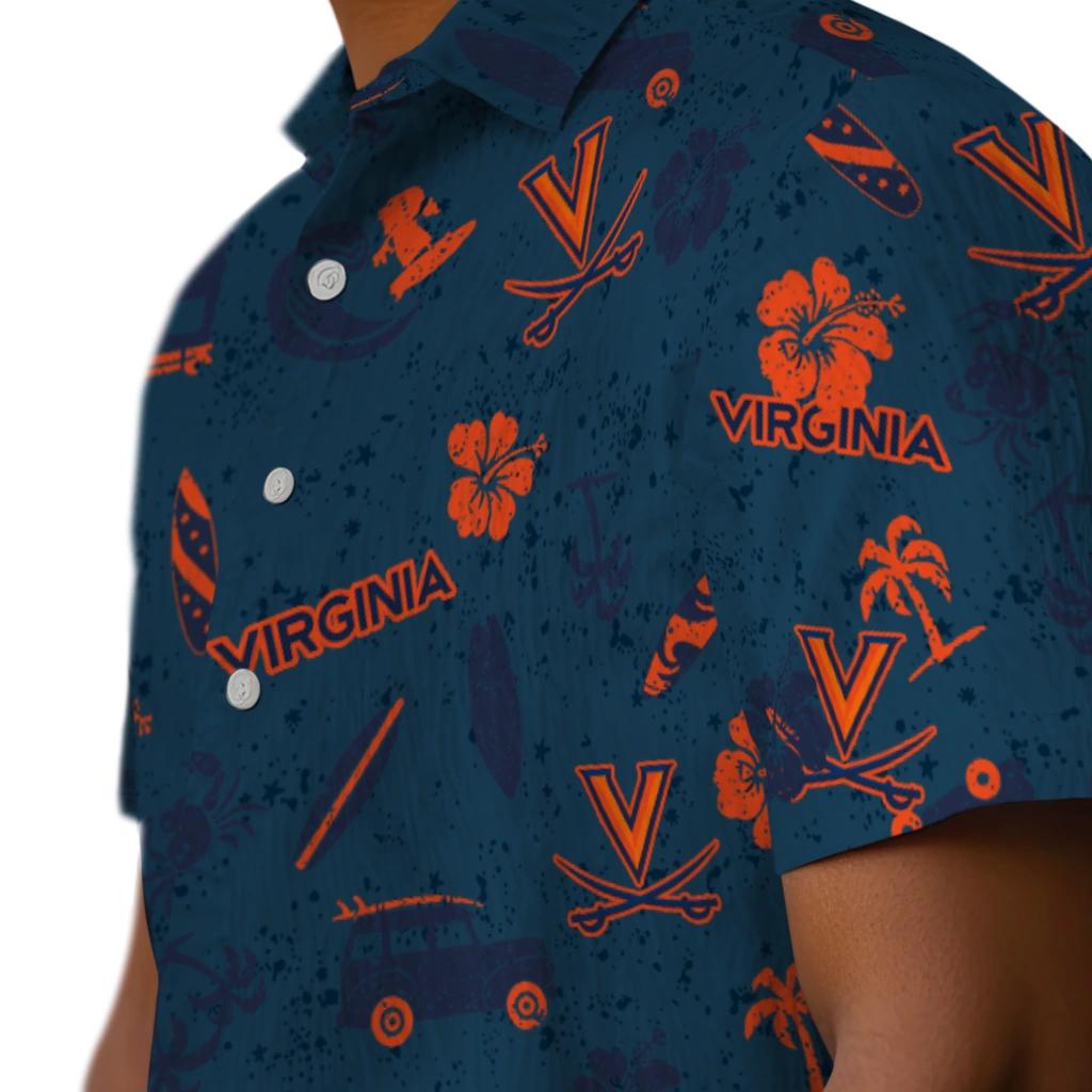 Virginia Cavaliers Hawaiian Shirt - Beach Vibe virginia cavaliers beach vibe navy hawaiian shirts trendy