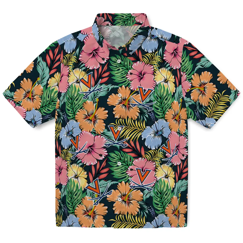 Virginia Cavaliers Hawaiian Shirt - Brilliant Hibiscus Garden virginia cavaliers brilliant hibiscus garden hawaiian shirts best selling