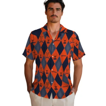 virginia cavaliers balloon plaid blue hawaiian shirts fashion forward