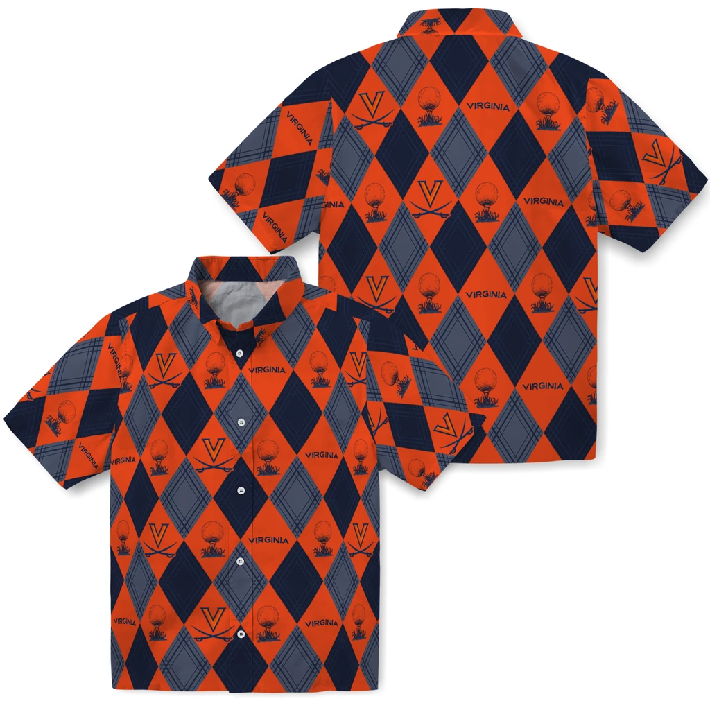 Virginia Cavaliers Hawaiian Shirt - Golfing Plaid virginia cavaliers balloon plaid blue hawaiian shirts high quality
