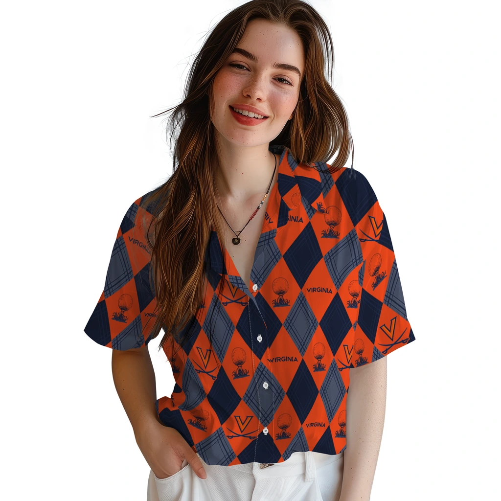 Virginia Cavaliers Hawaiian Shirt - Golfing Plaid virginia cavaliers balloon plaid blue hawaiian shirts latest model