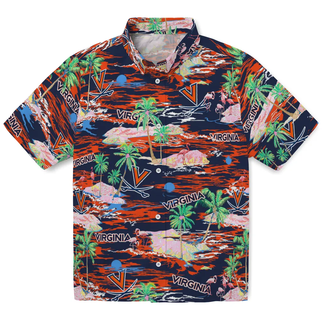 Virginia Cavaliers Hawaiian Shirt - Hawaii Island virginia cavaliers flamingo retreat blue hawaiian shirts best selling