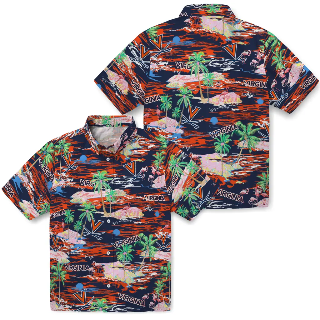 Virginia Cavaliers Hawaiian Shirt - Hawaii Island virginia cavaliers flamingo retreat blue hawaiian shirts high quality