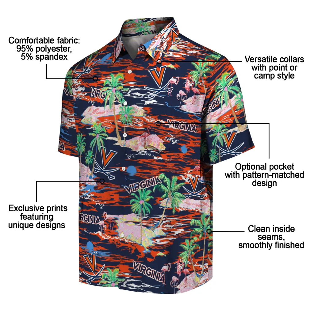 Virginia Cavaliers Hawaiian Shirt - Hawaii Island virginia cavaliers flamingo retreat blue hawaiian shirts new arrival