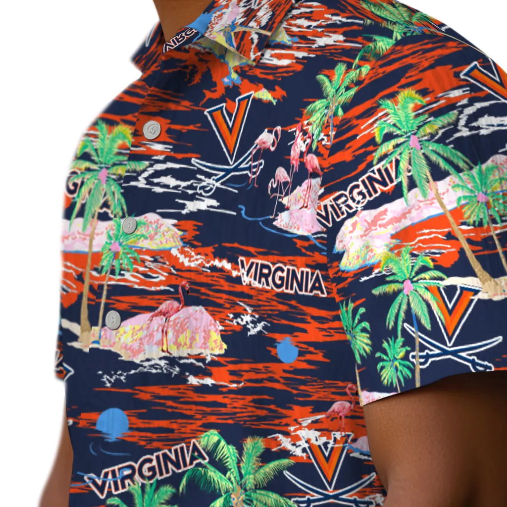 Virginia Cavaliers Hawaiian Shirt - Hawaii Island virginia cavaliers flamingo retreat blue hawaiian shirts trendy