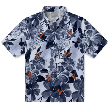 virginia cavaliers hibiscus arrangement blue hawaiian shirts best selling