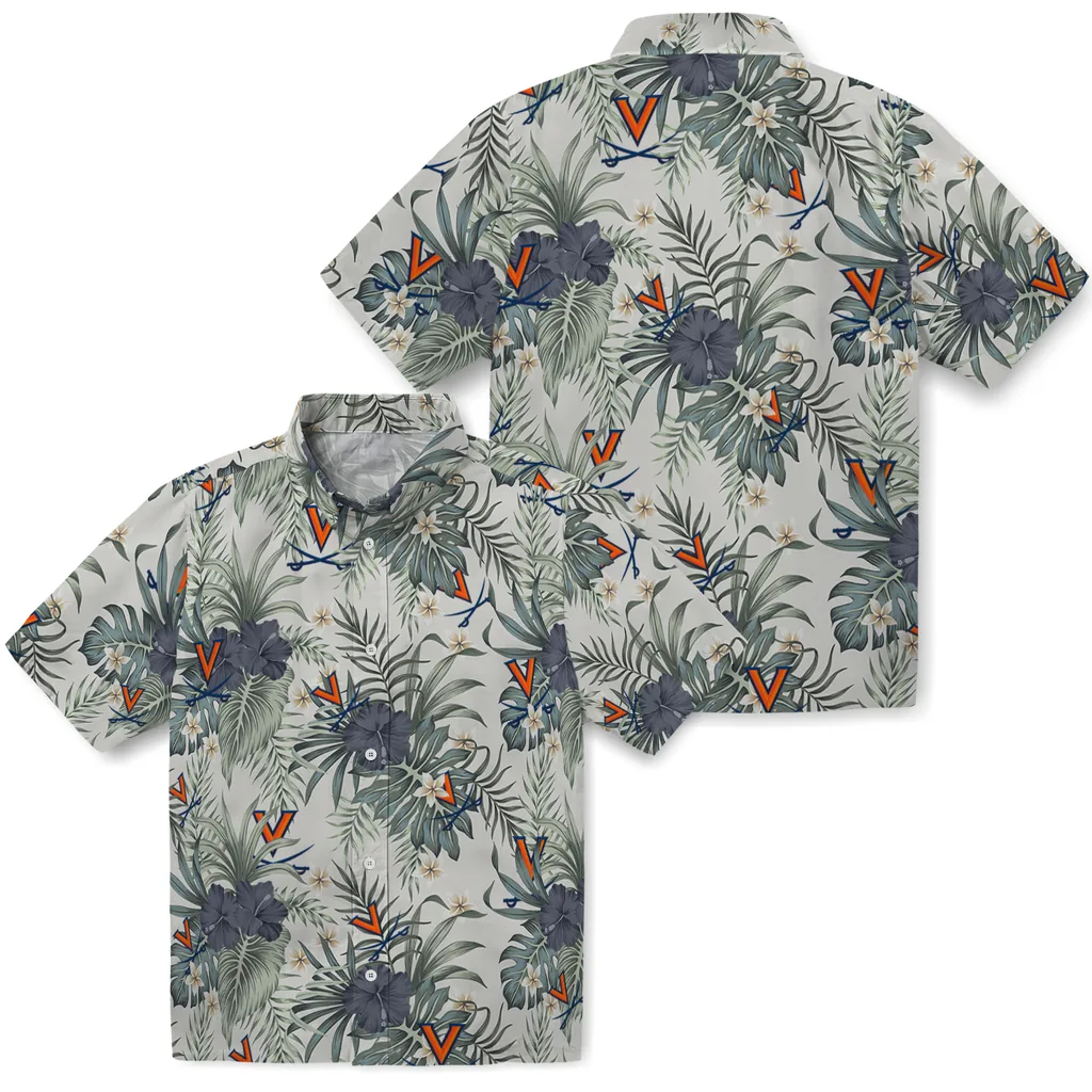 Virginia Cavaliers Hawaiian Shirt - Hibiscus Designs virginia cavaliers hibiscus designs beige hawaiian shirts high quality