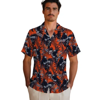 virginia cavaliers hibiscus exotic blue hawaiian shirts fashion forward