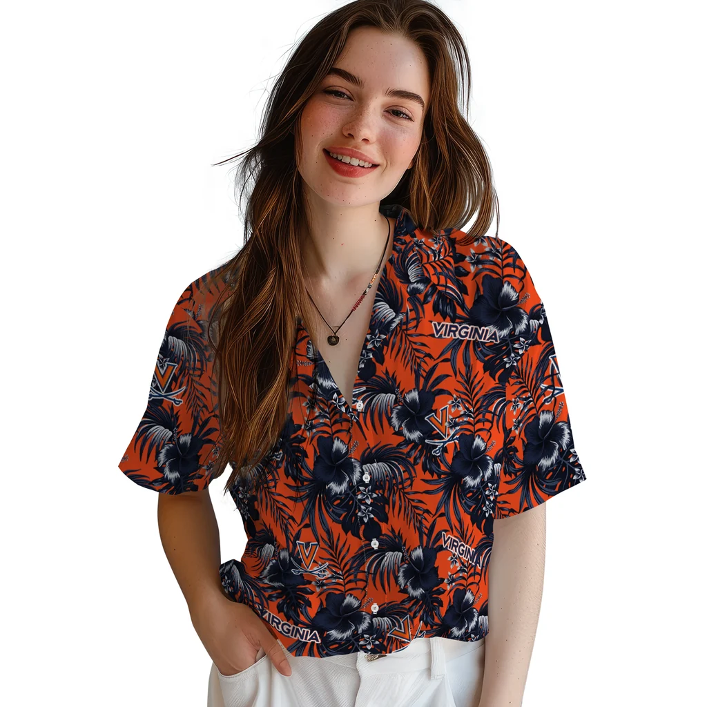 Virginia Cavaliers Hawaiian Shirt - Hibiscus Exotic virginia cavaliers hibiscus exotic blue hawaiian shirts latest model