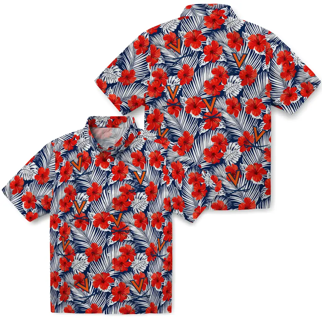Virginia Cavaliers Hawaiian Shirt - Hibiscus Fiesta virginia cavaliers hibiscus fiesta red royal blue hawaiian shirts high quality